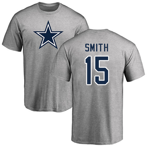 Men Dallas Cowboys Ash Devin Smith Name and Number Logo #15 Nike NFL T Shirt